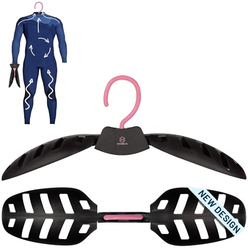 Hang 11' Wetsuit Hanger - Improves Your Wet Suit Longevity, Quick Dryer, Foldable Wetsuit Hangers for Surfers, Ideal for Drysuit Scuba Diving Gear & BCD, Surfing Accessories, Surfing Gifts (Pink) - color: Pink
