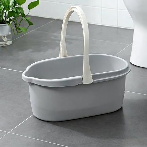 Compact Mop Bucket with Handle, Rectangular Cleaning Bucket and Caddy for Cleaning Supplies, 10L, Grey - color: Gray