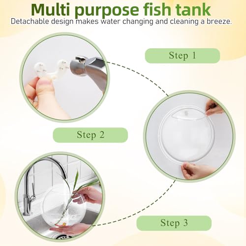 iplusmile Wall Mounted Fish Bowl - 9 Inch Round Acrylic Betta Fish Tank, Hanging Bubble Vase for Plant Propagation & Home Office Wall Decorations - size: 9 Inch