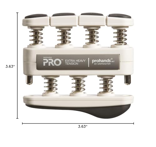 Prohands PRO Hand Exerciser, Finger Exerciser (Hand Grip Strengthener), Spring-Loaded, Finger-Piston System, Isolate and Exercise Each Finger - color: Gray - Pro, size: 11 lb (Extra-Heavy Tension)