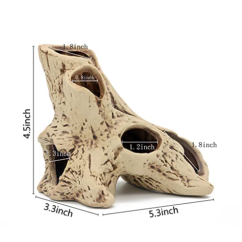 Aquarium Tree Stump Hole Rock Cave Cichlid Stone | For Betta Fish Toys, Betta Fish Accessories, 10, 20 Gallon Fish Tank Decorations, Aquarium Rocks Decor