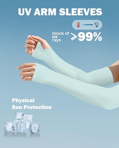 Arm Sleeves for Men Women UV Sun Protection Compression Arm Warmer Tattoo Cover Up, Sports Golf Cooling Sleeves - color: 5 Pairs: Black, White,light Blue,light Gray,light Pink