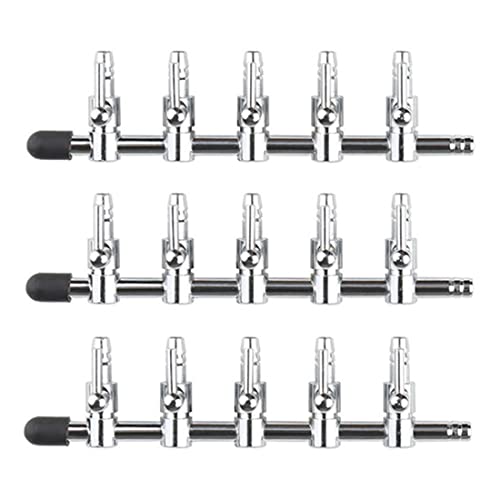 Aquarium Fish Tank Air Flow Control Lever Pump 5 Way Inline Manifold Air Flow Pump Tubing Splitter Lever Control Valve 3-Pack