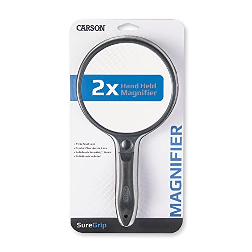 Carson SureGrip 2x Acrylic Soft Grip Magnifier with 11.5x Spot Lens (SG-14) - style: 5"