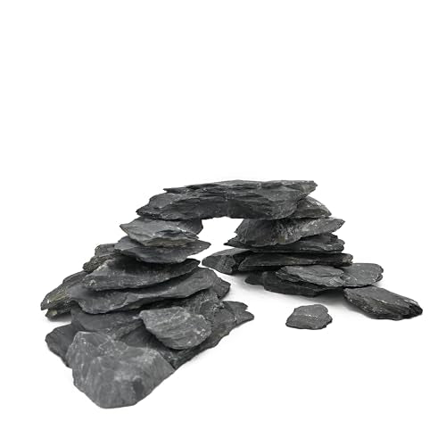 Natural Slate Rock 5lb Reptile Basking Stone Fish Tank Rocks for Aquarium Landscaping, Tank Decoration, Fairy Gardens,Reptile & Amphibian Enclosures 3-8 Inches