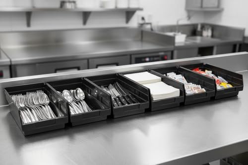 HE HUDSON EXCHANGE 12" x 8" x 4" Plastic Nesting Storage 12” Shelf Bin, Black - color: Black, size: 1 Pack