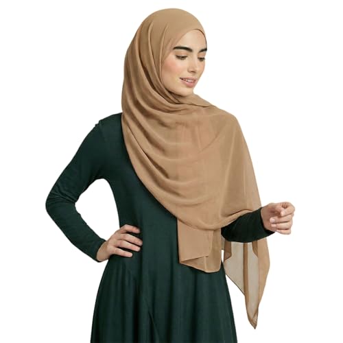 Yeieeo Instant Chiffon Hijab with Undercap (Tube or Bandage Cap), Breathable, no sweat buildup,Solid Chiffon Head Wraps - color: Dark Nude