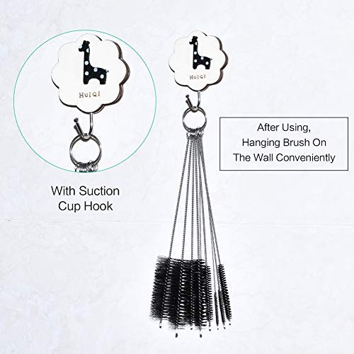 Pipe Cleaners Homewinner 8 inch Nylon Bottle Straw Cleaning Brush Set Stainless Steel Handle Flexible Tube Brushes Multiple Size, Set of 10