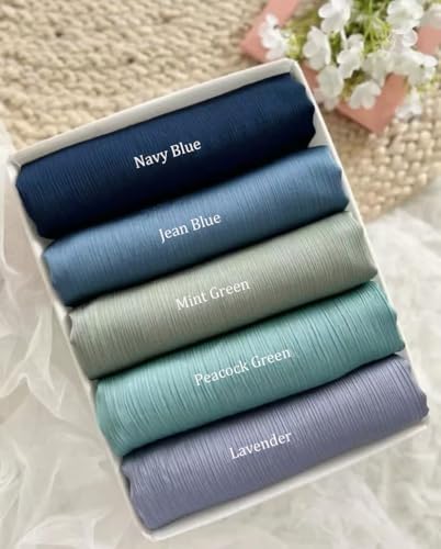 Luxury Silky Satin Hijab for Women, Shimmer Crinkle Muslim Head Scarf, Graceful Feminine Charm - color: Navy Blue