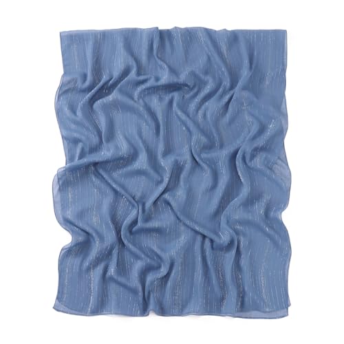 Women Hijab Chiffon Head Scarf Lightweight Shimmer Scarves Crepe Wedding Shawls and Wraps for Evening Dresses Shiny - color: Blue 17#