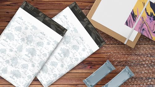 10x13 (100) Blue Toile Summertime Designer Poly Mailers Waterproof Self Sealing Tear Resistant Polymailers Shipping Envelopes Premium Printed Bags For Small Businesses - color: Blue Toile, size: 10x13
