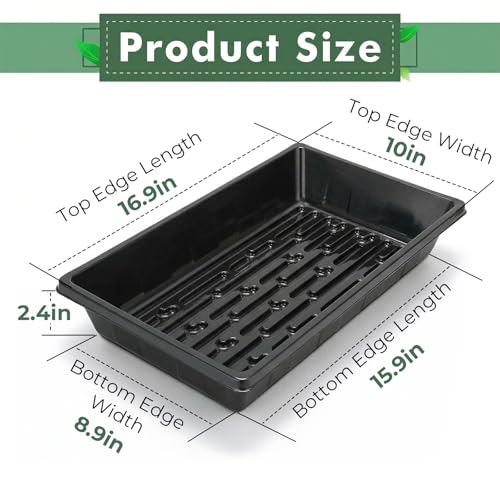Sckee Upgraded 5 Pack Plant Growing Trays Seed Starting Tray Microgreens Growing Trays Seedling Plant Germination Starter Tray Transplant Fodder Flats, No Holes, No Leakage, Reusable (1017) - size: 1017