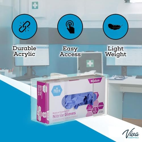 AdirMed VivaEssentials Single Glove Box Holder, Wall Mount or Free Standing Clear Acrylic Glove Holder - color: Clear, style: Single Box Capacity