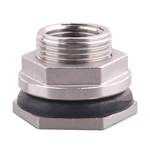 DERNORD 1/2" Female Bulkhead Water Tank Connector Stainless Steel Bulkhead Fittings Pack of 2 - size: 1/2 Inch, style: Pack of 2