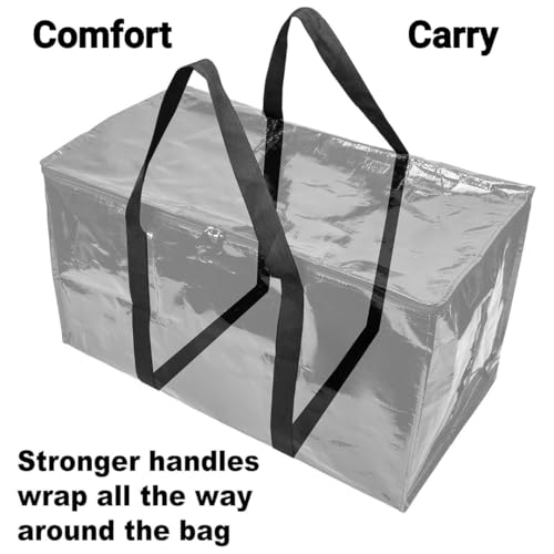 BAG-THAT! 4-Pack Black Moving Bags, Extra Large Storage Bags with Zipper, Water Resistant Packing Bags for Moving Supplies, Heavy Duty Moving Totes with Carrying Handle - size: 4 Pack