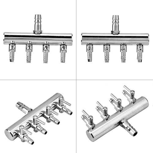 Aquarium Air Valve, Air Splitter Aquarium Tubing Connectors, Steel Aquarium Air Pump Accessories, Aquarium Aalve Aplitter for Fish Tank Air Pumps (8 to 4mm Four-Hole Splitter Head) - size: 8 to 4mm four-hole splitter head