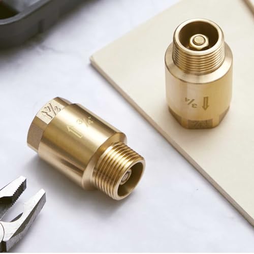 Zonon 2 Pcs 3/4 Inch Check Valve One Way Brass Non Return in Line Check Valve with Backflow Prevention NPT Male in FNPT out for Garden Hose Well Pumps Irrigation Systems Chemical Industry - size: 3/4 Inch
