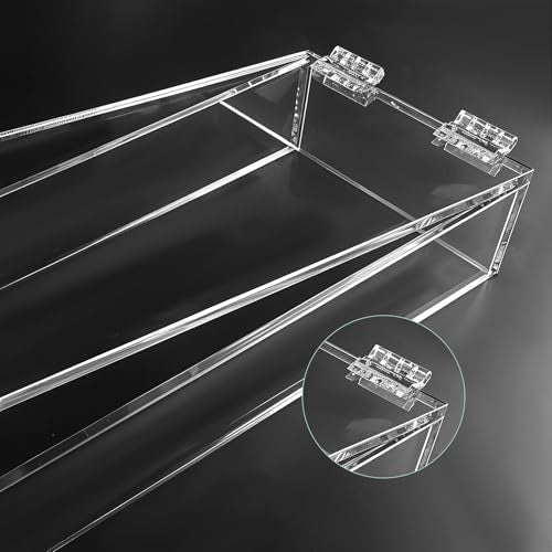 10 Pcs Self-Adhesive Clear Plastic Hinges 65x40mm Acrylic Small Hinges for Crafts Aquarium Lid Hinge Clear Foldable Hinge Tools for Cabinet Glass Furniture Display Stand