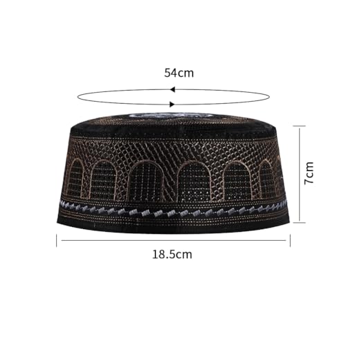 haozaikeji 4pcs Men's Muslim Prayer Kufi Hat Embroidered Islamic Prayer Cap Arabian Omani Turkish Praying Caps Eid Topi Hat - color: Black+white+gold+blue