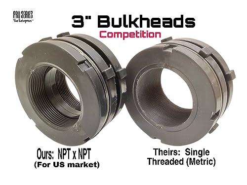 3" PRO Series PVC Bulkhead Tank Fitting Adapter W/Dual Locking Nuts for Pools, Aquariums, Water Tanks, Ponds - size: 3 Inch