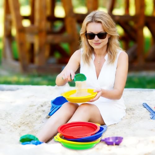 OJYUDD 8 Pack Plastic Sand Sieves for Adults, Multi-Purpose Sand Sifting Pans for Beach, Gardening, and Outdoor Use (8.75x9.75in) - color: 8 Pcs