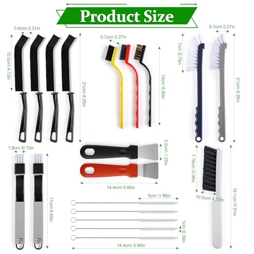 19PCS Crevice Cleaning Brush,Hard Bristle Gap Scrubber Tools for Window Tracks & Shower Doors,Bathroom Grout, for Kitchen, Bathroom, Grout, Sink, Cup, Teapot, Bottle, Blender