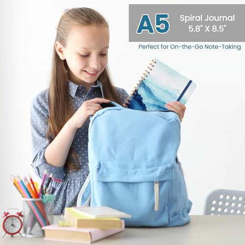 CICPAP Lined Spiral Journal Notebook, A5 College Ruled Notebook for Journaling, Note-Taking, and Daily Planning, Durable Hardcover with an Elegant Design, Mountain - color: H.Mountain