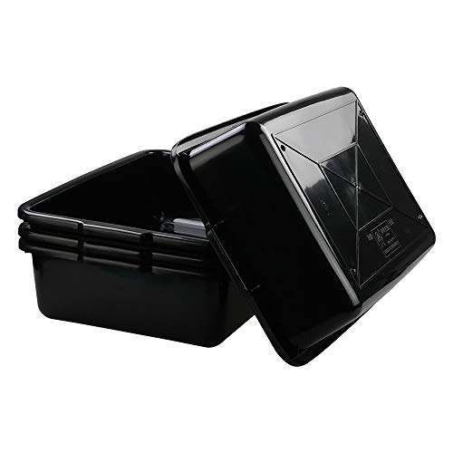 4-Pack Large Plastic Bus Box, 23 L Commercial Tote Box, Black | Sturdy Plastic Construction, Built-In Carrying Handles, Commercial Bus Tub Ideal for Restaurant, Kitchen & Commercial - size: 23 L