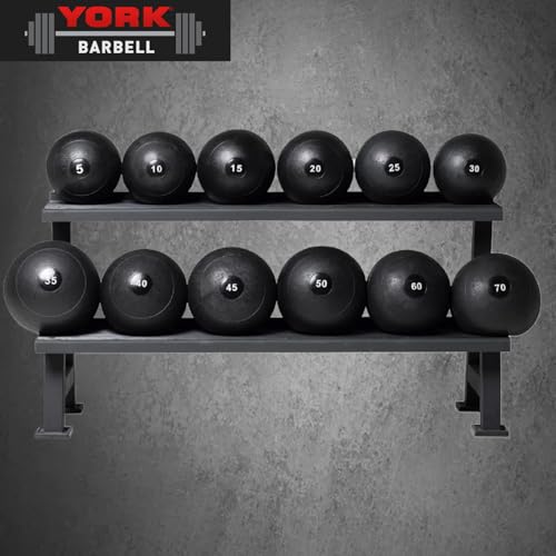York Barbell 50LB Rubber Slam-Ball – Dead Weight with Textured Surface – Minimal Bounce Absorbs Impact – Pilates Yoga Strength Training Physical Therapy Cardio Exercises for Full Body Workout - Black