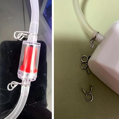 40 PCS Double Wire Air Tubing Clips,Oxygen Pump Tube Retaining Clip Aquarium Hose Clamp,5mm/0.2inch ID Fit 6-6.5mm/0.23-0.25inch OD Hose Fuel Silicone Tube (20PCS Silver,20PCS Gold)