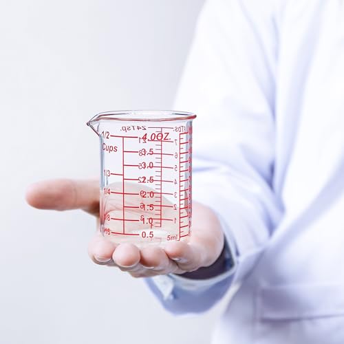 120 ML/4OZ High Borosilicate Glass Measuring Cup-V-Shaped Spout,Glass Measuring Beaker for Kitchen or Restaurant, Easy to Read(SINGLE) - size: 120 ML (4 Oz)-SINGLE