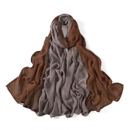 Txmout Ombre Modal Hijab Scarf for Women Muslim, Soft Lightweight Headscarf - color: Brown - Khaki