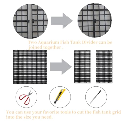 4pcs Aquarium Lid Hood Fish Tank Top Cover Terrarium Lid Plastic Grid Panel Egg Crate Grate with 6 Aquarium Glass Cover Board Clip Fish Tank Lid Anti-Jumping Net Cover (Clear,11.6*11.6inch)