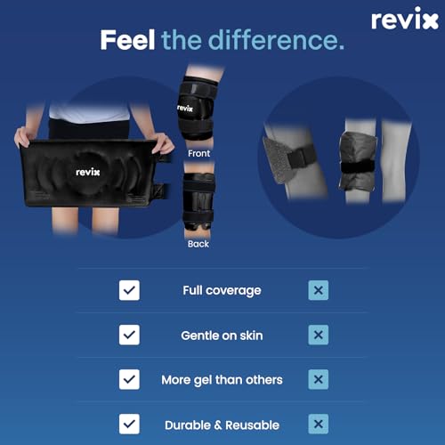 REVIX XL Ice Pack for Knee Replacement Recovery, Ice Wrap with Cold Compression for Discomfort and Fatigue, Gel Cold Pack Wrap Around Entire Knee, Promoting Flexibility and Mobility - size: XL, style: Black-XL