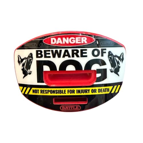 Battle Speed X Mouthguard with Interchangeable Thick Strap, for Football, Advanced Composite, BPA Free, Youth and Adult (Beware of Dog) - color: Beware of Dog