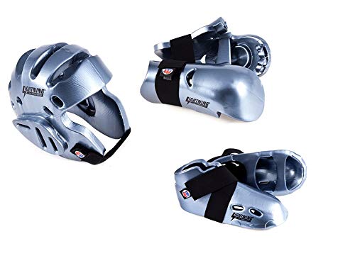 Lightning Silver Karate Sparring Gear Package Deal - Adult Large