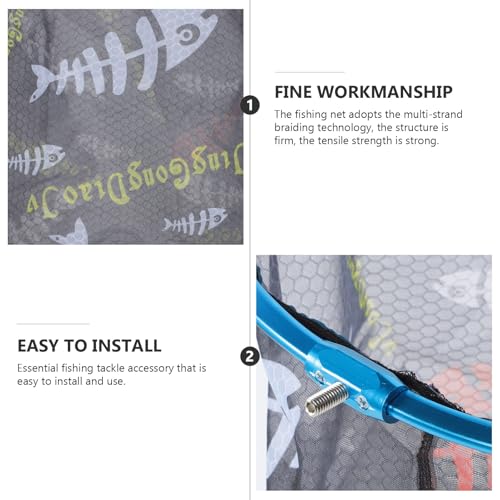 VILLCASE Replacement Fishing Net Head, Wear-Resist Fish Catching Net, 35cm Diameter Deep Round Mesh, Portable Fishing Supplies for Landing and Catching Fish Random Color