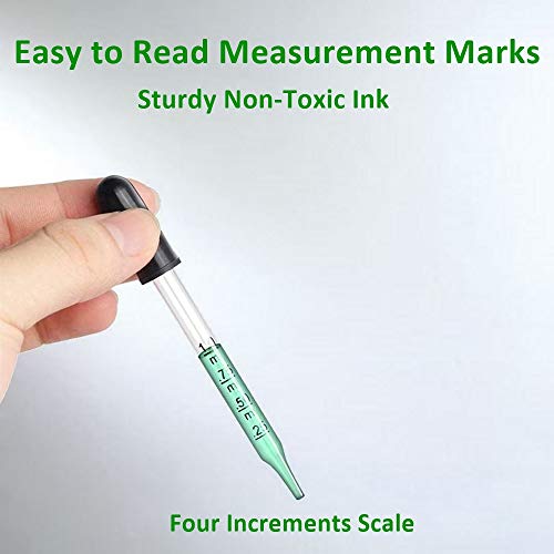 Set of 4 pcs Glass Dropper (1ml), with Black Suction Bulb, Medicine Eye Droppers Graduated 4" Straight Tip for Essential Oils, Science Laboratory Medicine Art Liquid Plant Nutrients