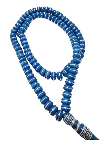 Islam Tasbih 99 비즈 AMN-464 무슬림 기도 디크르 미바하 다채로운 묵주 달 별 장식 태슬 이드 라마단 선물 - color: 블루.