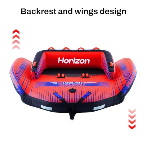 PEAKFLOW Towable Tube,Boat Tube,1-3 Person,Tubes for Boating,PVC Liner and Full Nylon Cover,Lake & Ocean Fun - size: 3 Rider Horizon