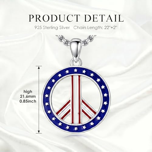 S925 스털링 실버 포세이돈 삼지창/평화 사인/공존 평화 상징/해적/화살촉/생명의 꽃/토르의 망치 주얼리 목걸이 선물 여성 남성용 - style: peace sign-flag-1