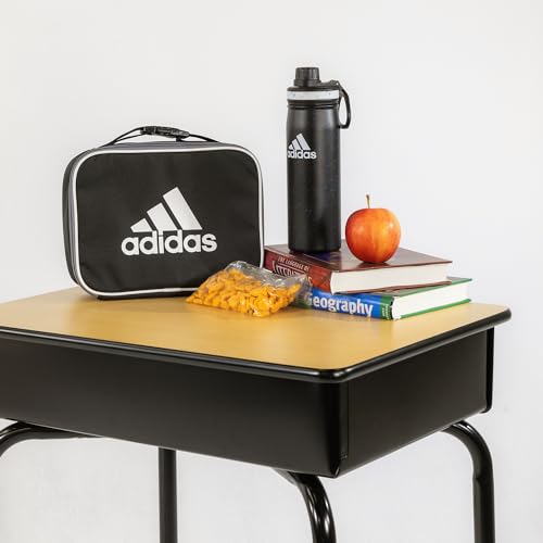 adidas Stainless Steel Metal Water Bottle 20 oz (600 mL) Screw Cap - color: Black/Bright Royal Blue/White