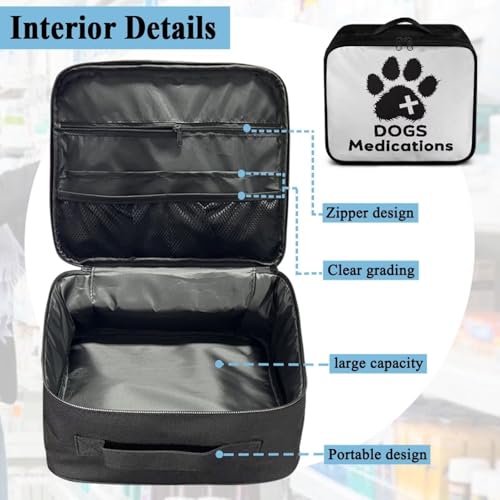 Gomyblomy Customized Dog First Aid Kit Empty First Aid Kit Bag Dogs Medications Print Medium Emergency Kit for Home Cars Travel Medical Supplies Storage Add Your Image and Color - color: Dog Medication Customized Print