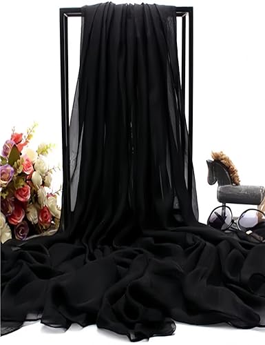 Black Viscose Cotton Hijab Scarf For Women, 1Pack