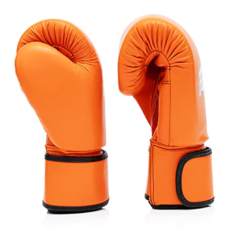 Fairtex BGV16 Leather Compact Muay Thai Boxing Gloves - color: Orange, size: 14 oz