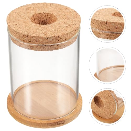 WOONEKY Glass Fish Bowl Goldfish Bowl Hydroponic Plant Terrarium Container 8x10cm with Mat for Desktop Home Aquarium Decor
