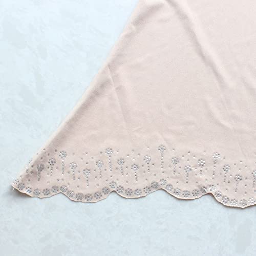 Instant Hijab Scarf for Women Muslim Women Clothing Headscarf for Girls with Czech Rhinestone - color: Light Camel-wavy Edge