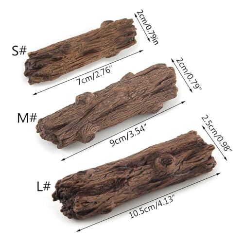 Log Ornament Fish for Tank Decoration Stump Aquarium Hideout for Betta Turtles(Medium)