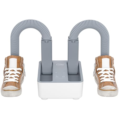 Boot Dryer and Deodorizer for Work Boots, Sneakers and Gloves, Portable Shoe Dryer with Retractable Hoses, Timer, and Heat Control