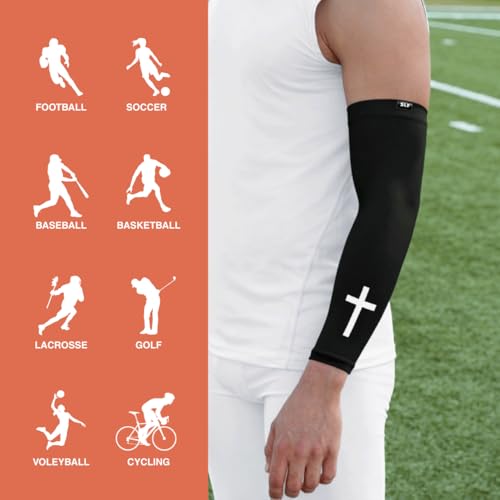 Faith Cross White and Black Arm Sleeve - color: Faith Cross Black, size: X-Large